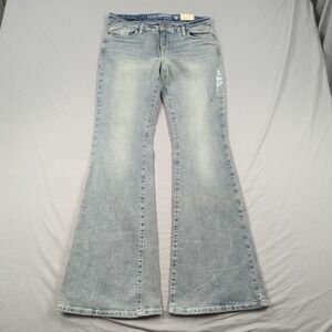 Guess Jeans Womens 31‎ Blue Flare Stretch Casual Faded Boho Hippie New